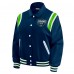 Женская Seattle Seahawks WEAR by Erin Andrews College Navy Varsity Lightweight Full-Snap Jacket