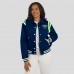 Женская Seattle Seahawks WEAR by Erin Andrews College Navy Varsity Lightweight Full-Snap Jacket
