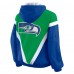 Женская Seattle Seahawks WEAR by Erin Andrews Kelly Green/Royal Plus Size Retro Crinkle Full-Zip Hoodie Windbreaker Jacket