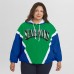 Женская Seattle Seahawks WEAR by Erin Andrews Kelly Green/Royal Plus Size Retro Crinkle Full-Zip Hoodie Windbreaker Jacket
