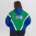 Женская Seattle Seahawks WEAR by Erin Andrews Kelly Green/Royal Plus Size Retro Crinkle Full-Zip Hoodie Windbreaker Jacket