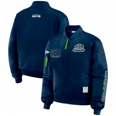  Женская футболка Seattle Seahawks WEAR by Erin Andrews College Navy Patch Full-Zip Bomber Jacket