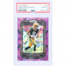 Christian Watson Green Bay Packers 2022 Panini Prizm Purple Ice Prizm #314 #38/225 PSA Authenticated 10 Rookie Card