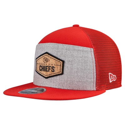 Бейсболка Kansas City Chiefs New Era Gray/Red Cork Split Panel 9FIFTY Trucker Snapback