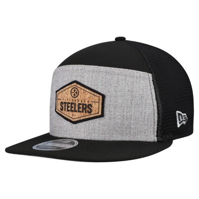 Бейсболка Pittsburgh Steelers New Era Gray/Black Cork Split Panel 9FIFTY Trucker Snapback