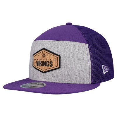 Бейсболка Minnesota Vikings New Era Gray/Purple Cork Split Panel 9FIFTY Trucker Snapback