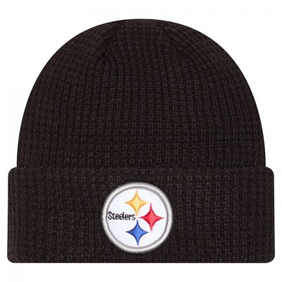 Pittsburgh Steelers New Era Black Waffle Cuffed Knit Hat