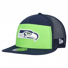 Бейсболка Seattle Seahawks New Era Neon Green/College Navy Outdoor Split Panel 9FIFTY Snapback