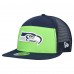 Бейсболка Seattle Seahawks New Era Neon Green/College Navy Outdoor Split Panel 9FIFTY Snapback