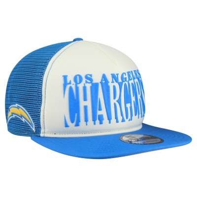 Бейсболка Los Angeles Chargers New Era Cream/Powder Blue Cutout A-Frame 9FIFTY Snapback