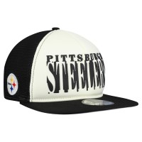 Бейсболка Pittsburgh Steelers New Era Cream/Black Cutout A-Frame 9FIFTY Snapback