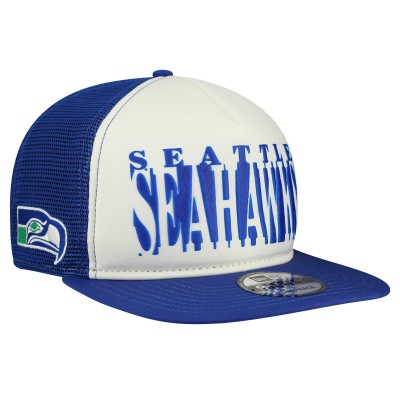 Бейсболка Seattle Seahawks New Era Cream/Royal Throwback Cutout A-Frame 9FIFTY Snapback