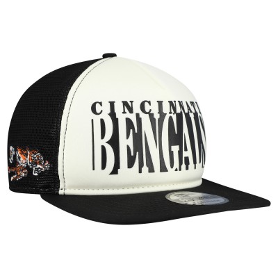 Бейсболка Cincinnati Bengals New Era Cream/Black Throwback Cutout A-Frame 9FIFTY Snapback