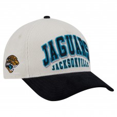 Бейсболка Jacksonville Jaguars New Era Cream/Black Throwback Two-Tone Sided Corduroy 9FORTY A-Frame