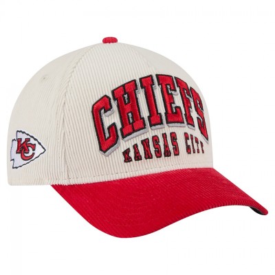 Бейсболка Kansas City Chiefs New Era Cream/Red Two-Tone Sided Corduroy 9FORTY A-Frame