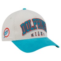 Бейсболка Miami Dolphins New Era Cream/Aqua Throwback Two-Tone Sided Corduroy 9FORTY A-Frame