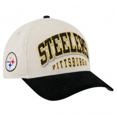 Бейсболка Pittsburgh Steelers New Era Cream/Black Two-Tone Sided Corduroy 9FORTY A-Frame