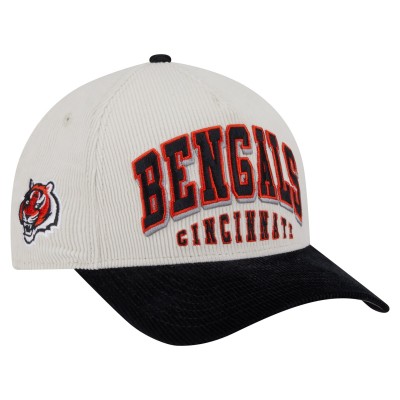 Бейсболка Cincinnati Bengals New Era Cream/Black Head Two-Tone Sided Corduroy 9FORTY A-Frame