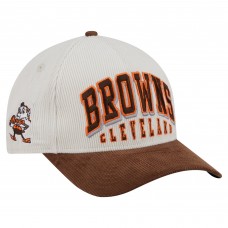 Бейсболка Cleveland Browns New Era Cream/Brown Throwback Two-Tone Sided Corduroy 9FORTY A-Frame