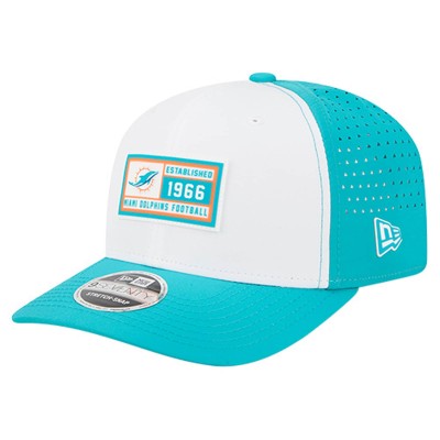Бейсболка Miami Dolphins New Era White/Aqua Established Patch 9SEVENTY
