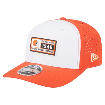 Бейсболка Cleveland Browns New Era White/Orange Established Patch 9SEVENTY