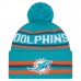 Шапка с помпоном Miami Dolphins New Era Aqua Classic
