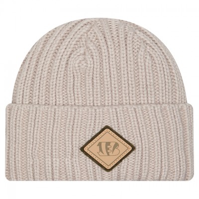 Cincinnati Bengals New Era Light Beige Logo Applique Cuffed Knit Hat