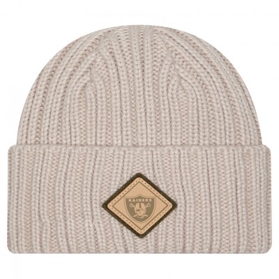 Las Vegas Raiders New Era Light Beige Logo Applique Cuffed Knit Hat