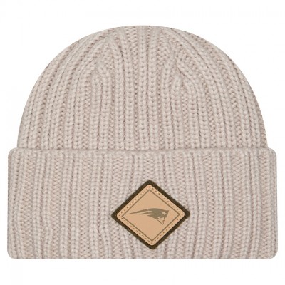 New England Patriots New Era Light Beige Logo Applique Cuffed Knit Hat