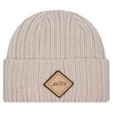 New York Jets New Era Light Beige Logo Applique Cuffed Knit Hat New York Jets New Era Light Beige Logo Applique Cuffed Knit Hat