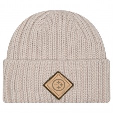 Pittsburgh Steelers New Era Light Beige Logo Applique Cuffed Knit Hat