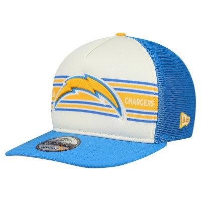 Бейсболка Los Angeles Chargers New Era Cream/Powder Blue Banner A-Frame 9FIFTY Snapback