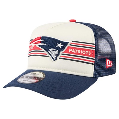 Бейсболка New England Patriots New Era Cream/Navy Banner A-Frame 9FIFTY Trucker Snapback