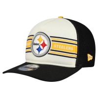Бейсболка Pittsburgh Steelers New Era Cream/Black Banner A-Frame 9FIFTY Snapback