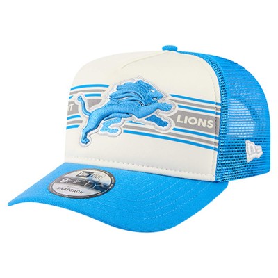 Бейсболка Detroit Lions New Era Cream/Blue Banner A-Frame 9FIFTY Trucker Snapback