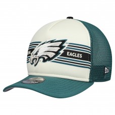 Подростковая Philadelphia Eagles New Era Cream/Midnight Green Banner 9FIFTY A-Frame Adjustable Trucker Hat