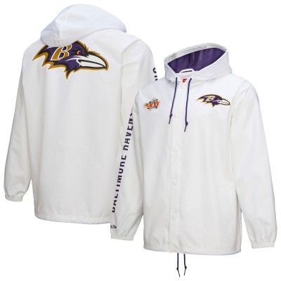 Куртка на кнопках Толстовка Baltimore Ravens Mitchell & Ness White Vintage Logo Coaches