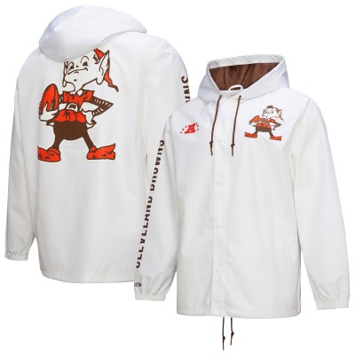 Куртка на кнопках Cleveland Browns Mitchell & Ness White Vintage Logo Coaches