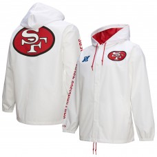 San Francisco 49ers Mitchell & Ness White Vintage Logo Coaches Full-Snap Hoodie Jacket