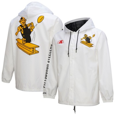 Куртка на кнопках Pittsburgh Steelers Mitchell & Ness Vintage Logo Coaches - White