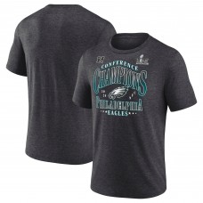 Футболка Philadelphia Eagles Fanatics 2024 NFC Champions Right Side Draw Tri-Blend - Heather Charcoal