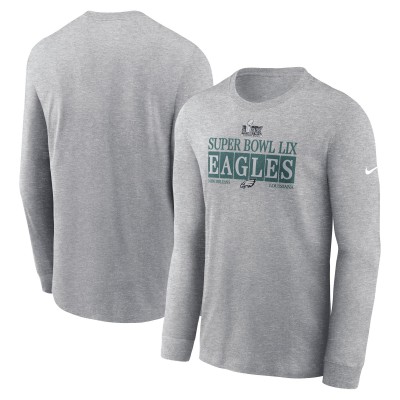 Футболка с длинным рукавом Philadelphia Eagles Nike Super Bowl LIX NOLA Inspired - Heather Gray
