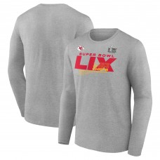 Футболка с длинным рукавом Kansas City Chiefs Super Bowl LIX - Heather Gray