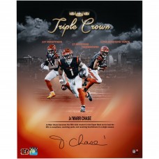 JaMarr Chase Cincinnati Bengals Autographed Fanatics Authentic 16 x 20 2024 Triple Crown Collage Photograph