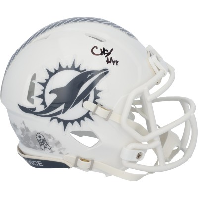 Chop Robinson Miami Dolphins Autographed Fanatics Authentic Riddell 2024 Salute To Service Speed Mini Helmet