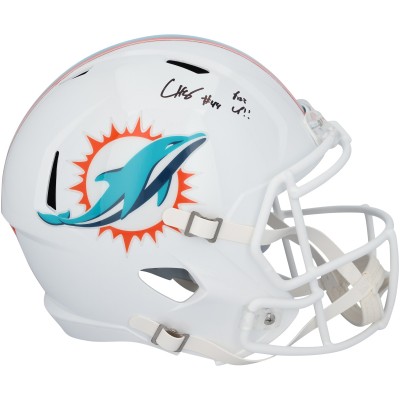 Chop Robinson Miami Dolphins Autographed Fanatics Authentic Riddell Speed Replica Helmet with Fins Up Inscription