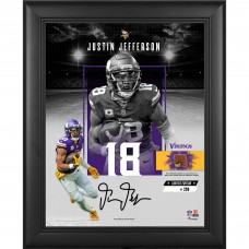 Justin Jefferson Minnesota Vikings Facsimile Signature Fanatics Authentic Framed 11 x 14 Impact Collage with a Piece of Game-Used Football - Limited Edition of 250