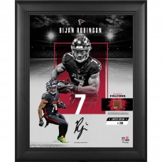 Bijan Robinson Atlanta Falcons Facsimile Signature Fanatics Authentic Framed 11 x 14 Impact Collage with a Piece of Game-Used Football - Limited Edition of 250