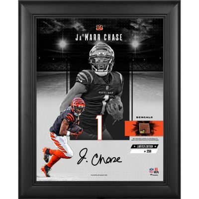 JaMarr Chase Cincinnati Bengals Fanatics Authentic Facsimile Signature 11 x 14 Showcase Collage with a Piece of Game-Used Football - Limited Edition of 250
