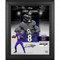 Lamar Jackson Baltimore Ravens Facsimile Signature Fanatics Authentic Framed 11 x 14 Impact Collage with a Piece of Game-Used Football - Limited Edition of 250